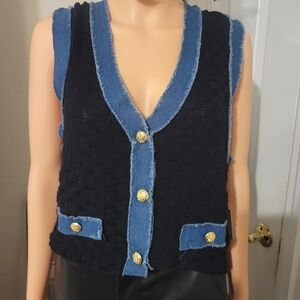 Stylish Black and Blue Women's Tank Top